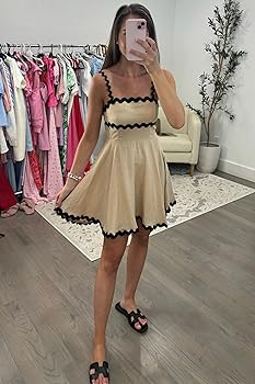 Senllen Womens Summer Flowy Mini Dress 2025 Casual Spaghetti